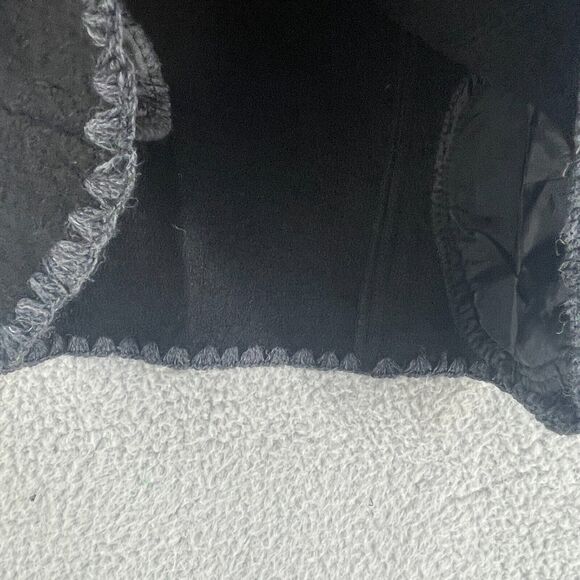 Carole Little Womens Blazer Cardigan Jacket Boiled Wool Boho Embroidered Black S - Picture 7 of 10